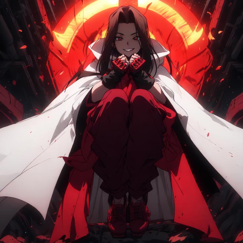 03602-3773784570-Background energy burst. Surrounding energy, evil smile__1 boy with long balck hair, white cloak, red gloves, red shoes, red pan.png